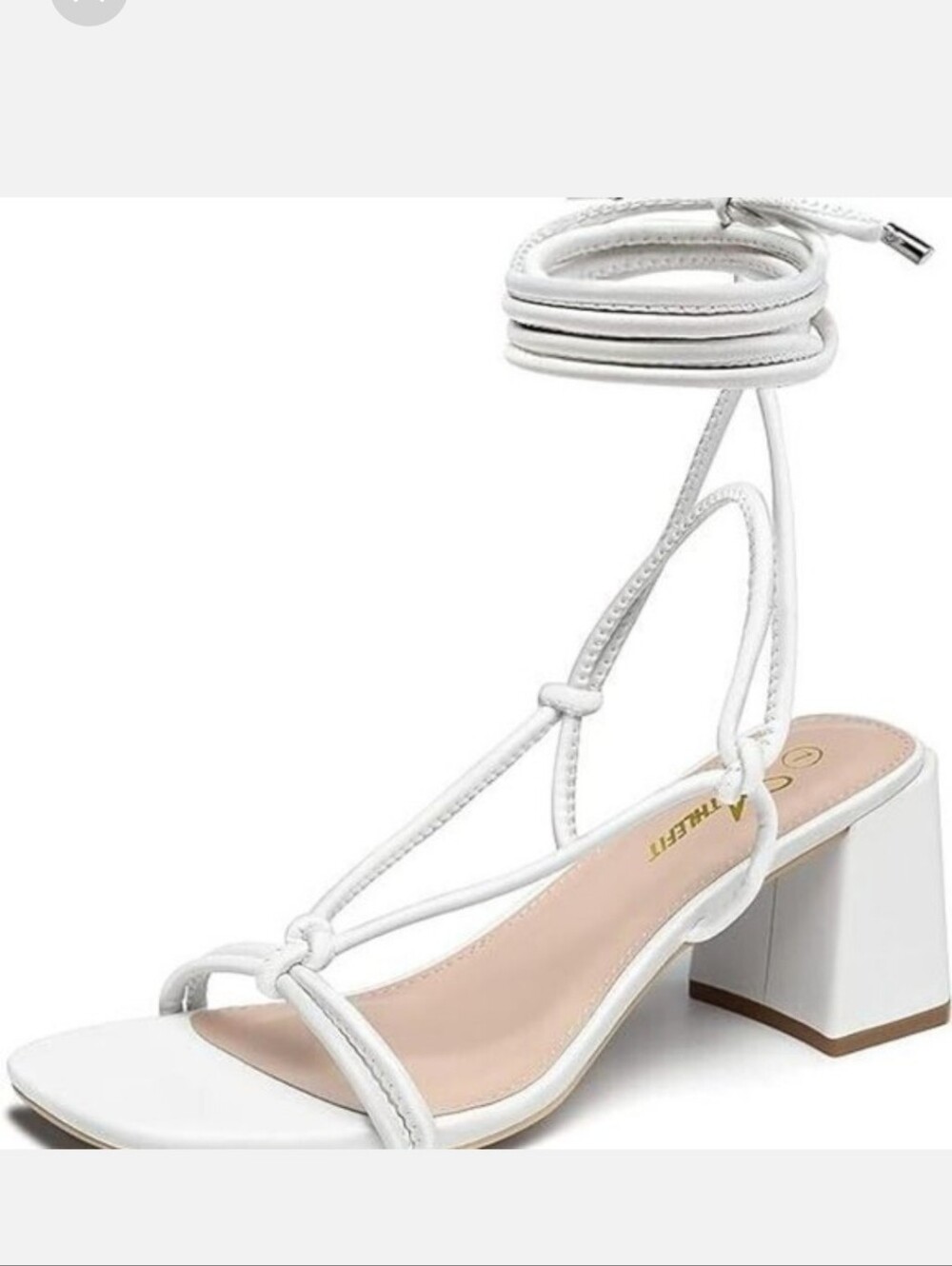 Athlefit White Strappy Lace Up Straps Block Heel Sandals Women's Size 11